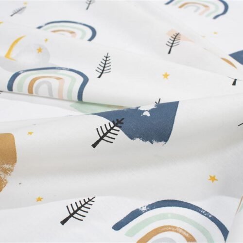 Σεντονάκι Λίκνου bebe Rainbow 574 80X110 White-Blue 100% Cotton