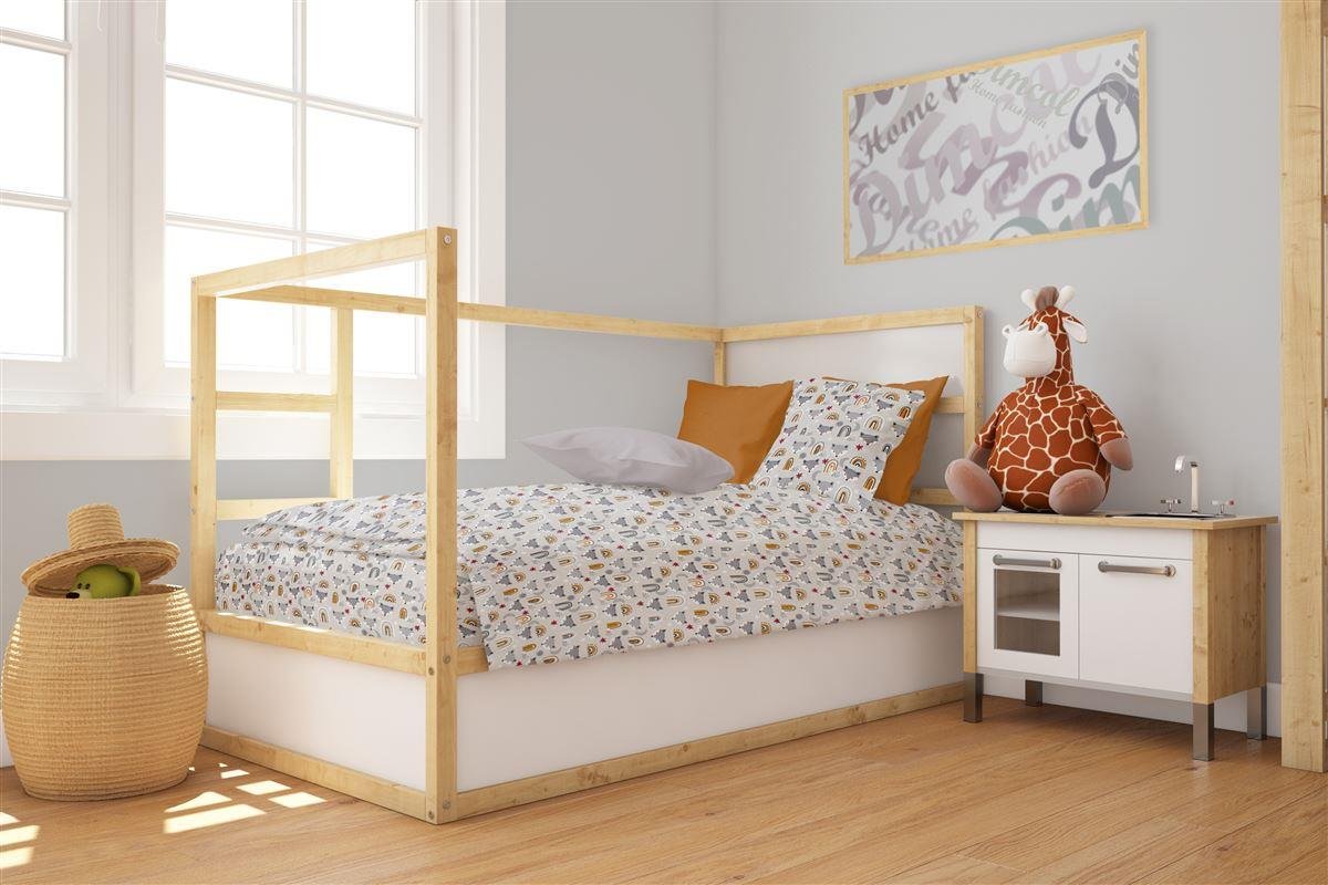 0009118_SKU_31110821056 Παπλωματοθήκη Εμπριμέ bebe Fox 527 120X160 Grey 100% Cotton - Image 1