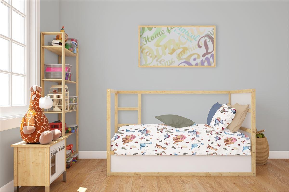 0009175_SKU_31112019060 Κατωσέντονο Με Λάστιχο bebe Dinosaur 519 0,70X1,40X0,15 White-Blue 100% Cotton - Image 1