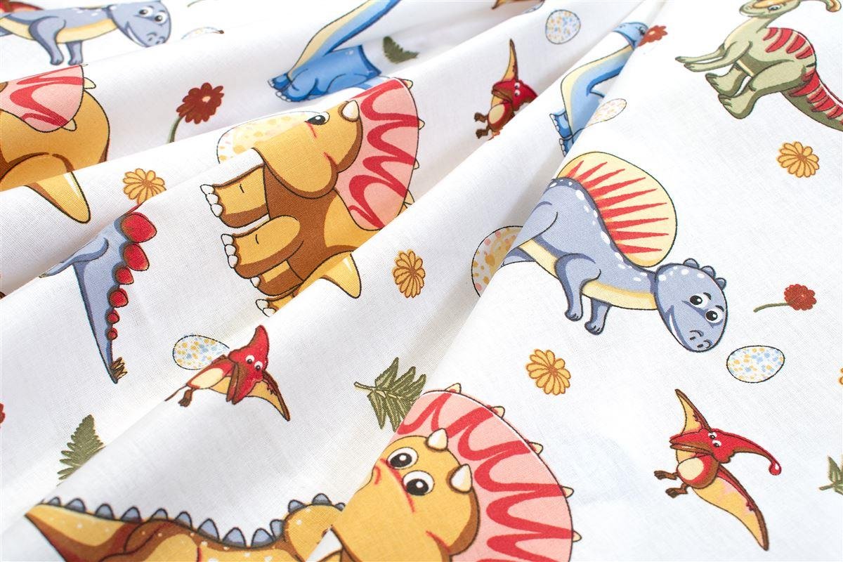 0009176_SKU_31112019060 Κατωσέντονο Με Λάστιχο bebe Dinosaur 519 0,70X1,40X0,15 White-Blue 100% Cotton - Image 2