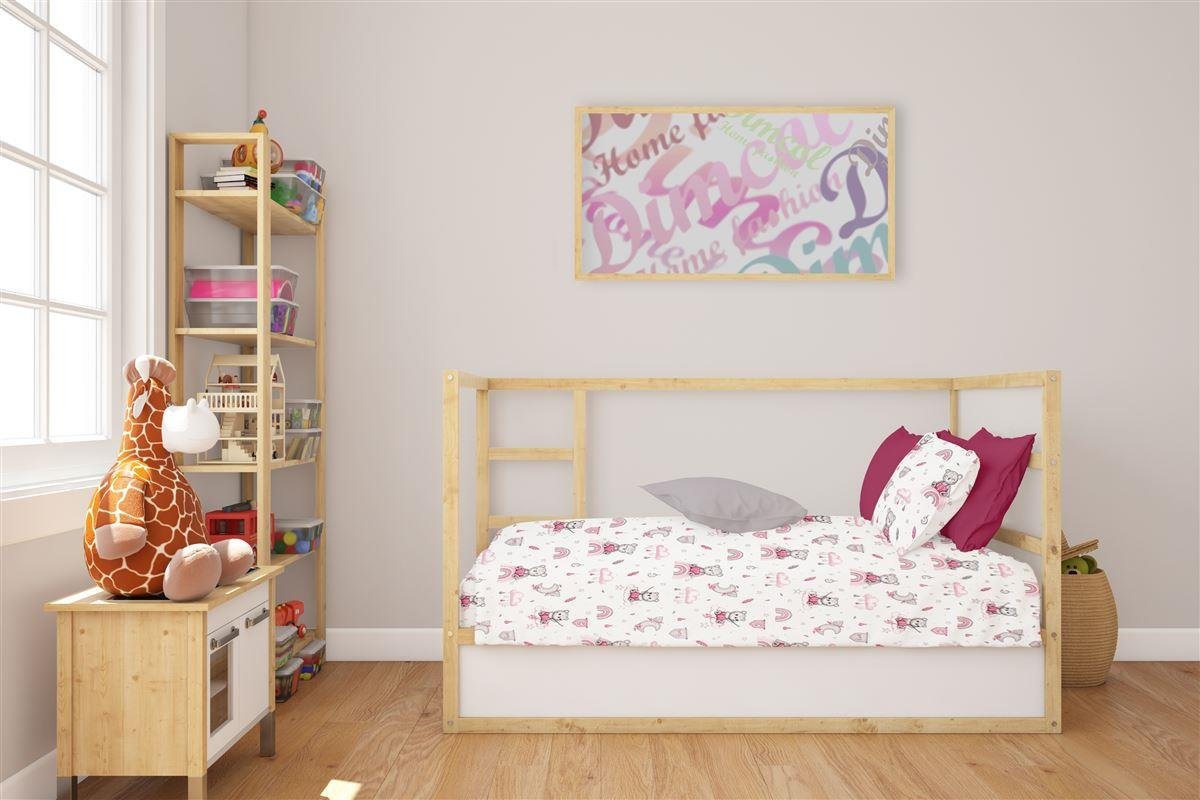 0009219_SKU_31112221062 Σεντόνια Εμπριμέ Σετ 3 τεμ bebe Cloudy Bear 582 120X160 White-Pink 100% Cotton - Image 1