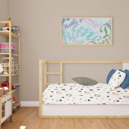 Σεντόνια Εμπριμέ Σετ 3 τεμ bebe Village 579 120X160 White-Green 100% Cotton