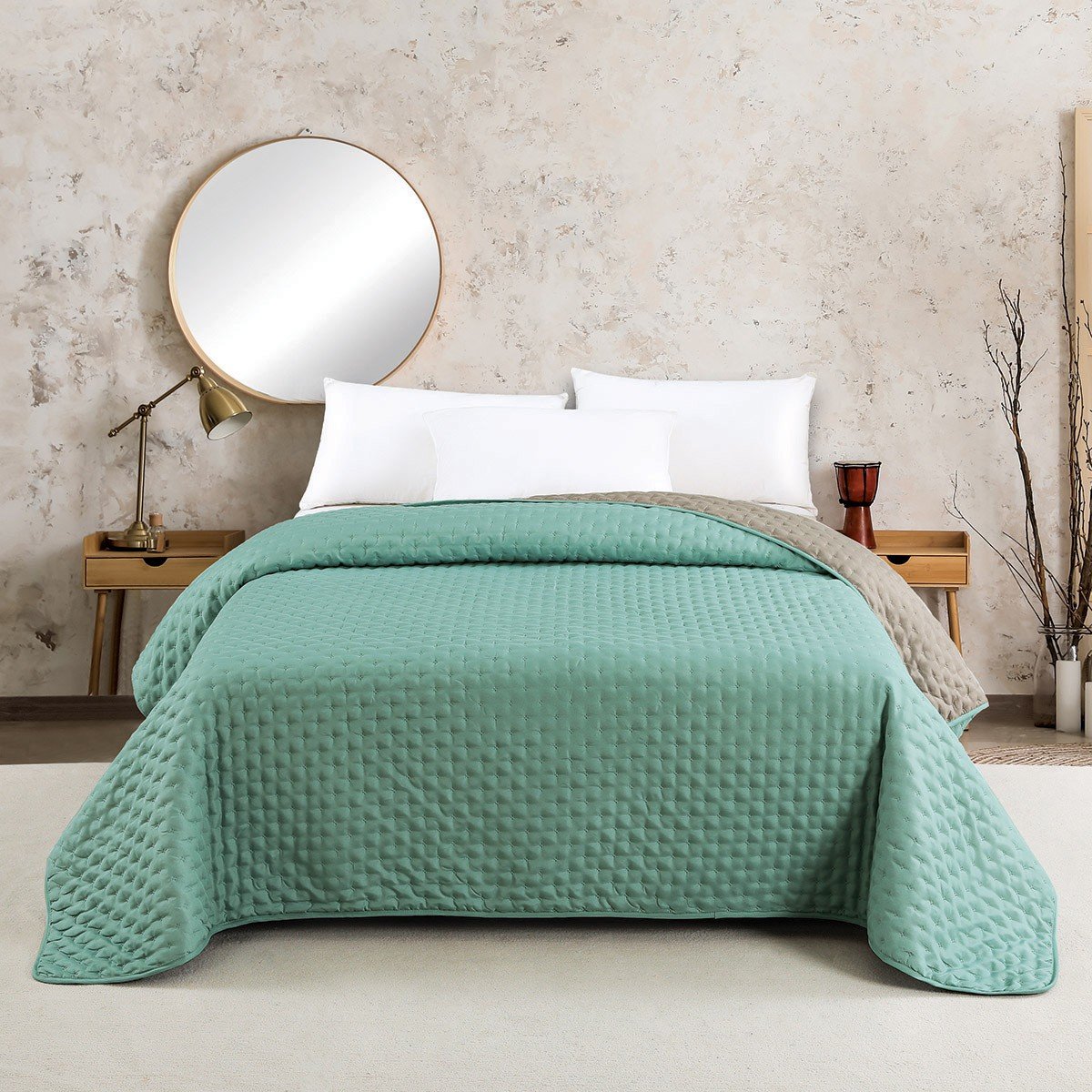 19740 Κουβερλί Υπέρδιπλο RENZO Aqua/Dark Grey (220Χ240) - Image 1
