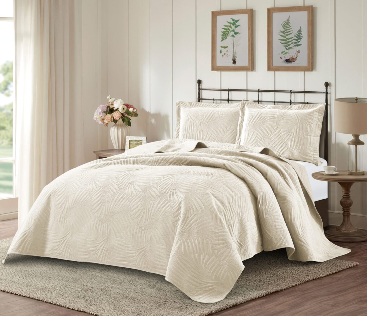 Κουβερλί Υπέρδιπλο Ibiza Cream Liolios Home (220×240) - Image 1