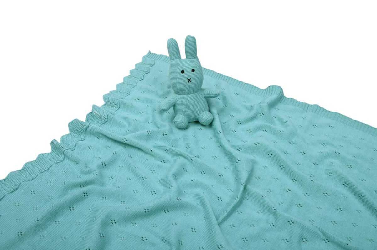 KHZ_6761 Κουβέρτα bebe Bunny Toy (Aqua) 80×100 - Image 2
