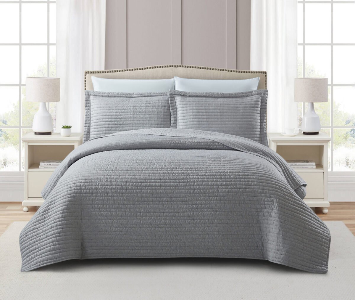 Κουβερλί Υπέρδιπλο Mabelle Lt Grey Liolios Home (220×240) - Image 2