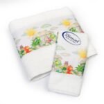 Πετσέτα Σετ 2 τεμ Με Ψηφιακή Εκτύπωση bebe Dinosaurs 311 30X50,70X140 White 100% Cotton