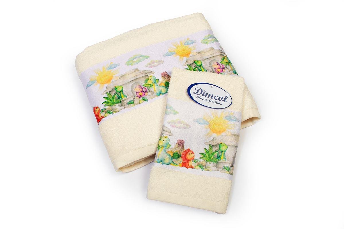 0009244_SKU_31160926051 Πετσέτα Σετ 2 τεμ Με Ψηφιακή Εκτύπωση bebe Dinosaurs 312 30X50,70X140 Ecru 100% Cotton - Image 1