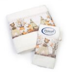 Πετσέτα Σετ 2 τεμ Με Ψηφιακή Εκτύπωση bebe Forest Animals 335 30X50,70X140 White 100% Cotton