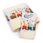 Πετσέτα Σετ 2 τεμ Με Ψηφιακή Εκτύπωση bebe Train 347 30X50,70X140 Ecru 100% Cotton