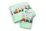 Πετσέτα Σετ 2 τεμ Με Ψηφιακή Εκτύπωση bebe Train 348 30X50,70X140 Mint 100% Cotton