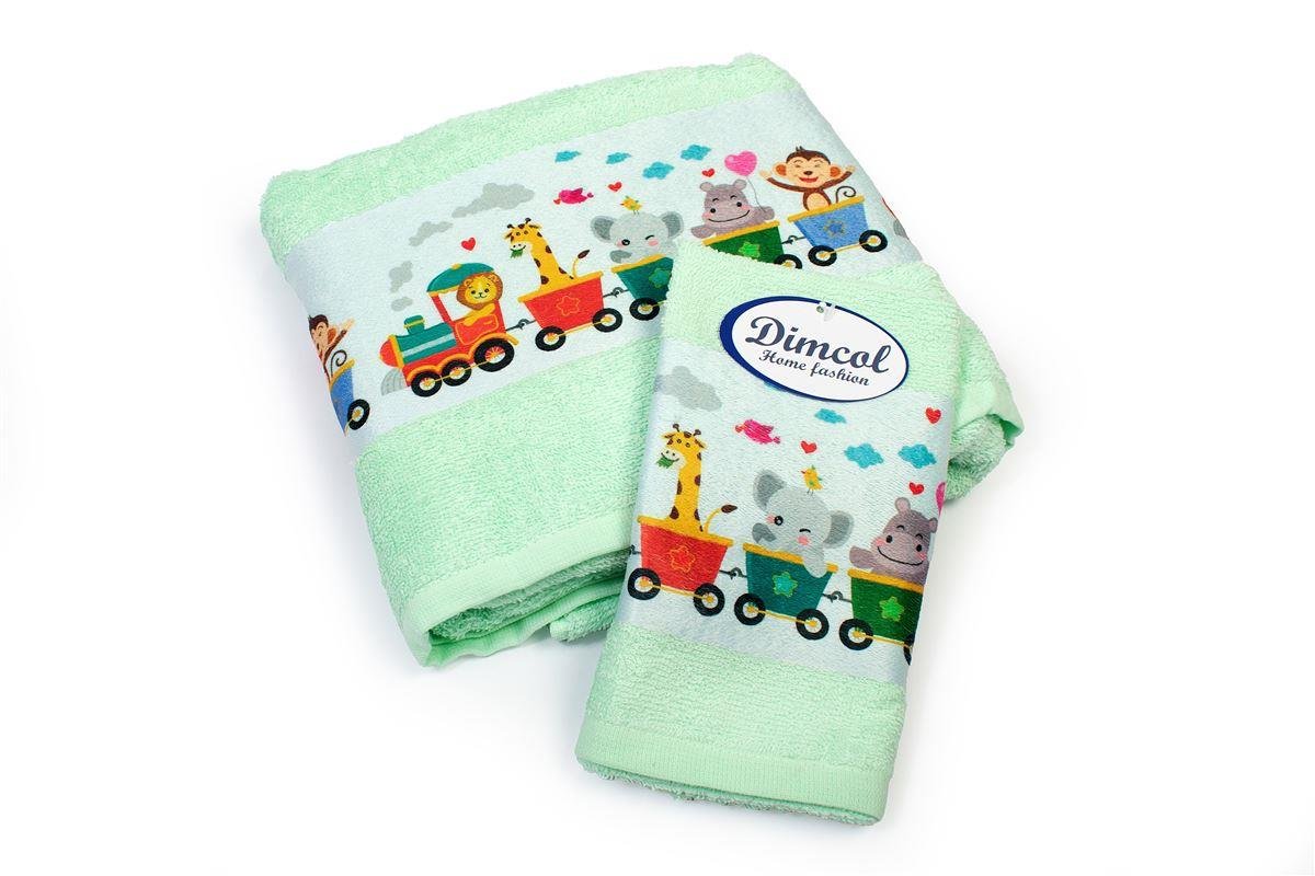 0009290_SKU_31160926074 Πετσέτα Σετ 2 τεμ Με Ψηφιακή Εκτύπωση bebe Train 348 30X50,70X140 Mint 100% Cotton - Image 1