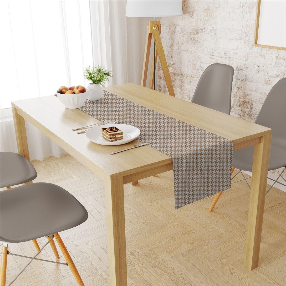 0009368_SKU_33313355010 Τραβέρσα Αλέκιαστη Houndstooth 473 40X180 Beige 70/30 Cott/Pol - Image 1