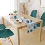 Τραβέρσα Αλέκιαστη Leaves 466 40X180 Petrol 70/30 Cott/Pol