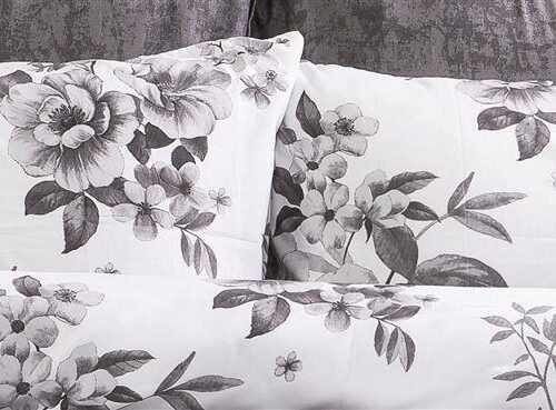 Μαξιλαροθήκη Εμπριμέ Βερονίκη 487 50X70 White-Grey 70/30 Cott/Pol