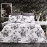 Παπλωματοθήκη Εμπριμέ Βερονίκη 487 220X240 White-Grey 70/30 Cott/Pol