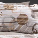 Μαξιλαροθήκη Εμπριμέ Διώνη 600 50X70 White-Mocha 70/30 Cott/Pol