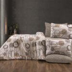 Σεντόνια Εμπριμέ Σετ 4 τεμ Διώνη 600 240X270 White-Mocha 70/30 Cott/Pol