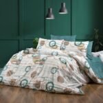 Πάπλωμα Εμπριμέ Διώνη 601 220X240 White-Petrol 70/30 Cott/Pol