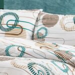 Μαξιλαροθήκη Εμπριμέ Διώνη 601 50X70 White-Petrol 70/30 Cott/Pol