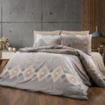 Σεντόνια Εμπριμέ Σετ 4 τεμ Καλλιρόη 603 220X240 Grey-Mocha 70/30 Cott/Pol