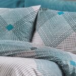 Μαξιλαροθήκη Εμπριμέ Καλλιρόη 605 50X70 Grey-Petrol 70/30 Cott/Pol