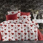 Παπλωματοθήκη Εμπριμέ Πάθος 607 160X240 White-Red 70/30 Cott/Pol