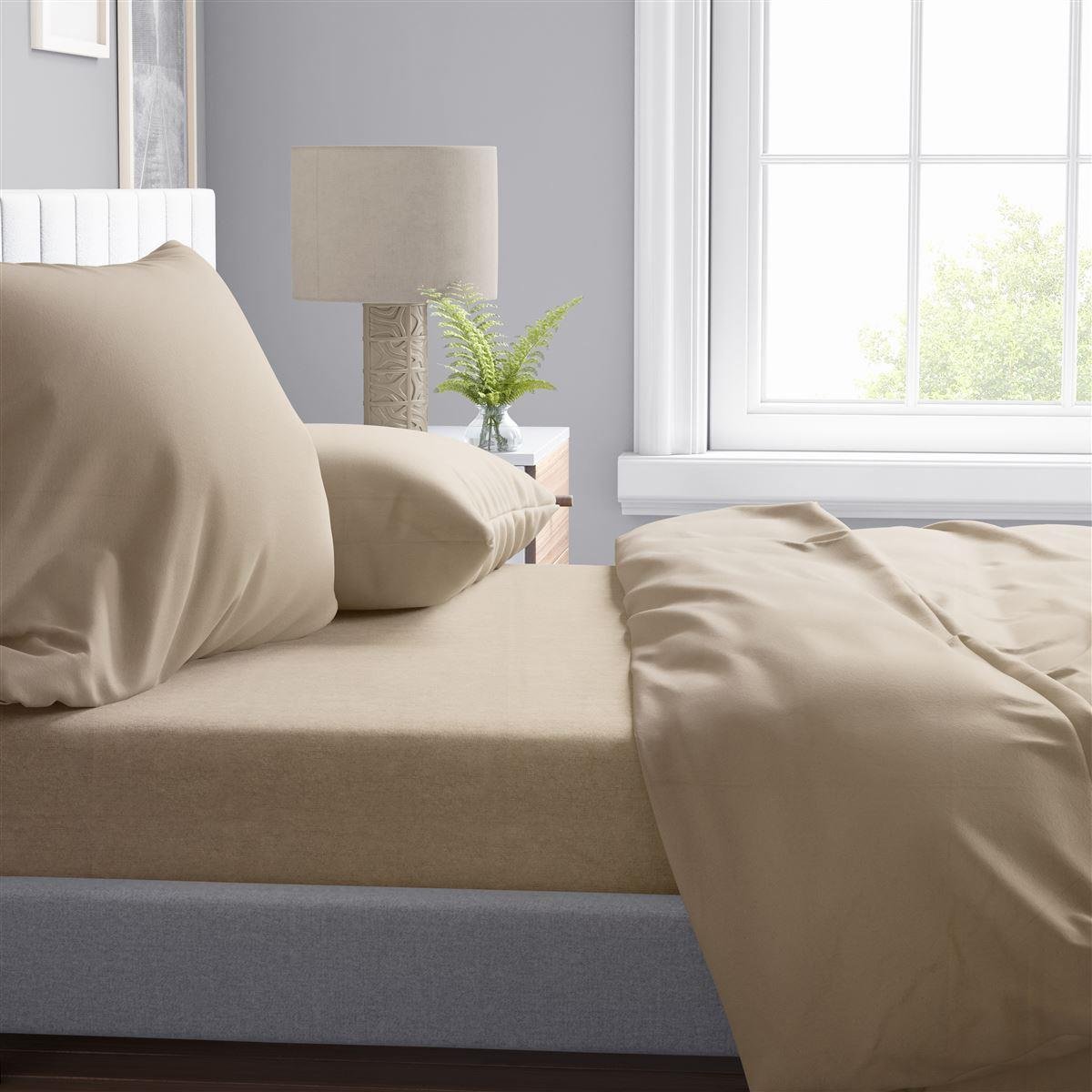 0009539_SKU_33122325002 Σεντόνια Σετ 4 τεμ Solid 502 240X270 Beige 100% Cotton - Image 1