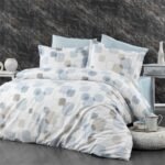 Πάπλωμα Εμπριμέ Μελίνα 707 220X240 White-Light Blue 100% Cotton