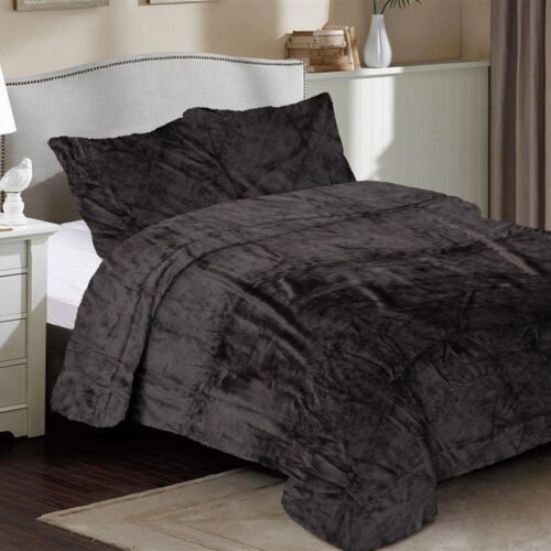 Κουβέρτα Coral Fleece Solid 08 220X240 Grey-Black 100% Polyester