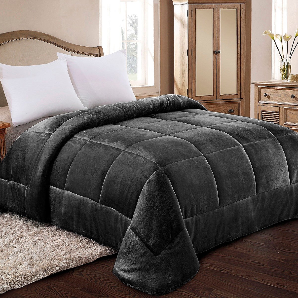805_BLACK_FLEECE-1200x1200 ΚΟΥΒΕΡΤΟΠΑΠΛΩΜΑ ΜΟΝΟ 160X220 ADAM HOME (815) BLACK - Image 1