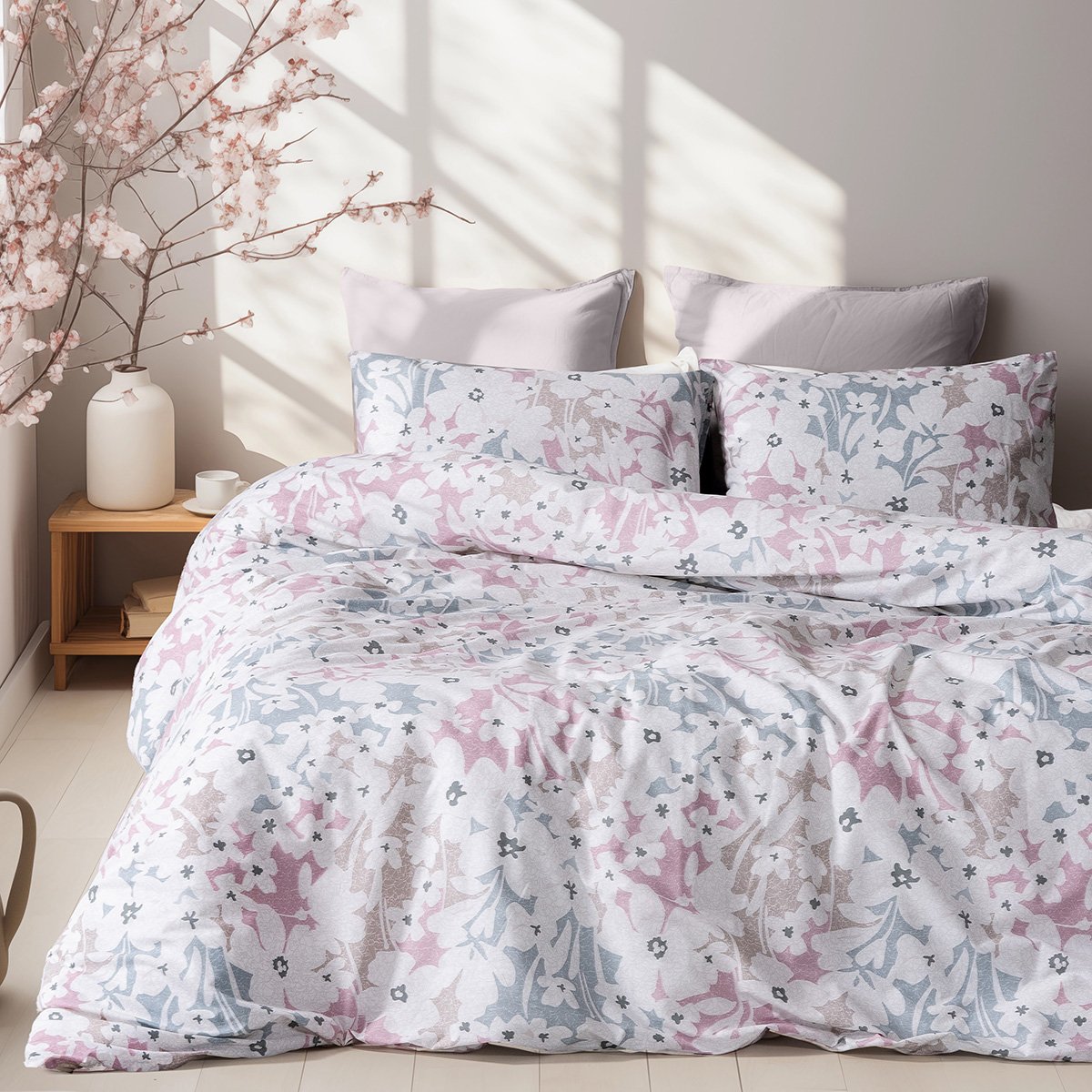 12252 Beauty Home Σετ πάπλωμα υπέρδιπλο Ninet Art 12252 220x240 Γκρι,Ροζ - Image 1