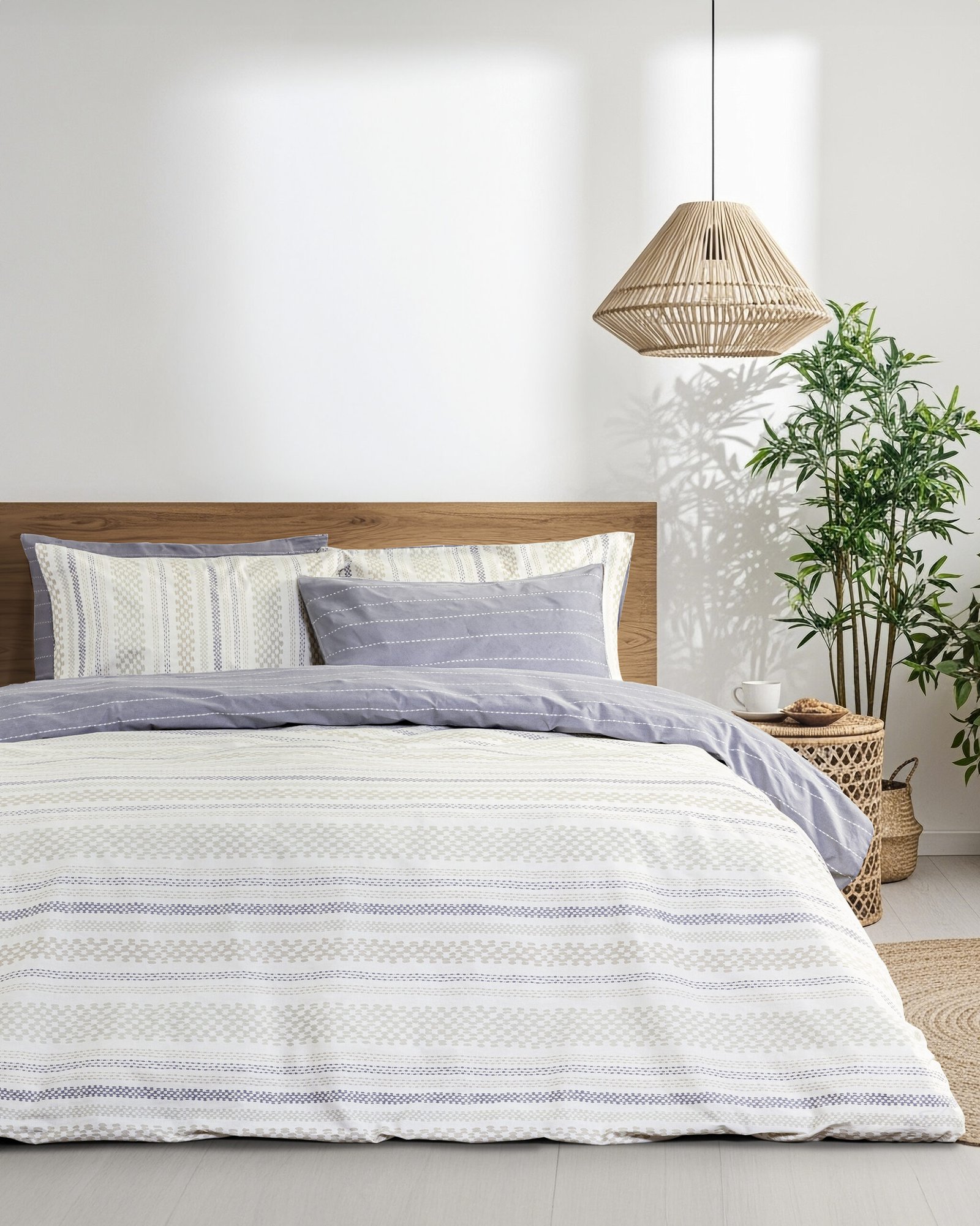 High-quality,Real,Photo,Of,A,Minimalist,Boho,Bedroom,With,Coastal Κουβερλί Υπέρδιπλο - Soleil - Image 1
